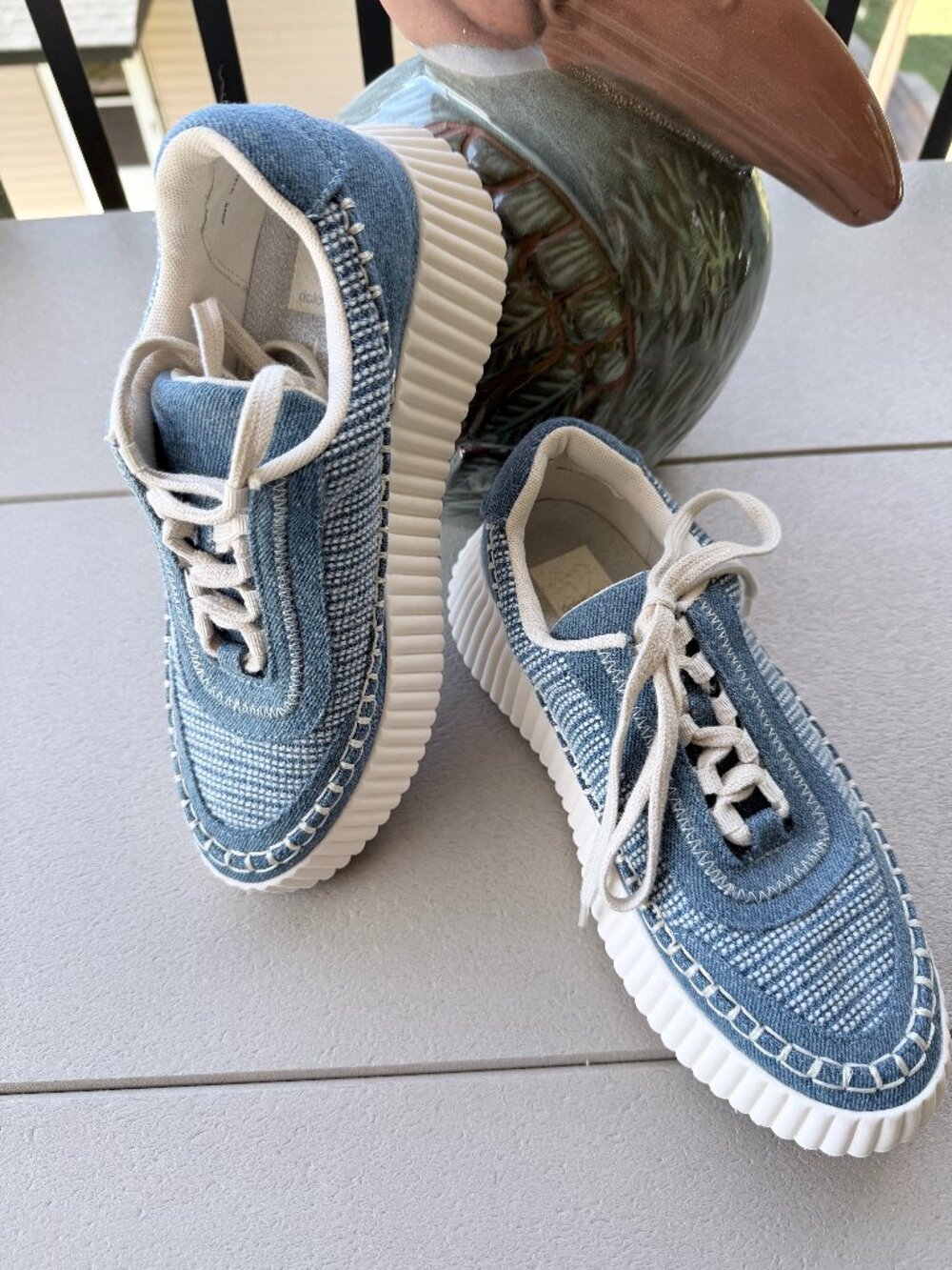 Dolce Vita Evereve Platform Lace-UP Blue Denim Sneakers Womens Size 8